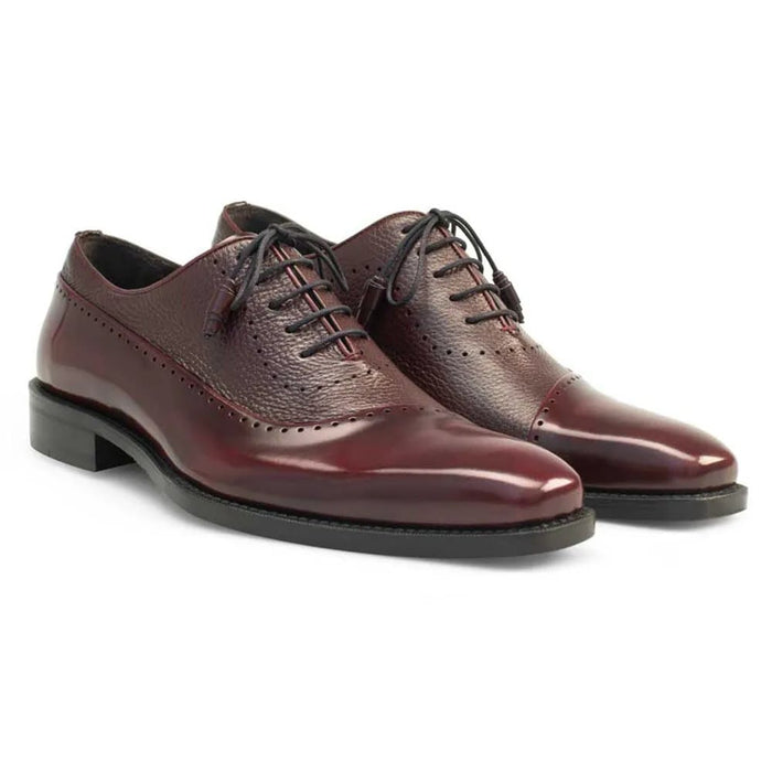 Mezlan Shoes Made in Spain - Mezlan Postdam Burgundy Calfskin Leather Mens Oxford