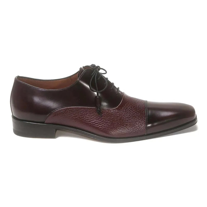 Mezlan Shoes Made in Spain - Mezlan Men Burgundy Deer Skin Cap Toe Oxford Shoes