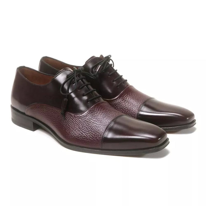 Mezlan Shoes Made in Spain - Mezlan Men Burgundy Deer Skin Cap Toe Oxford Shoes