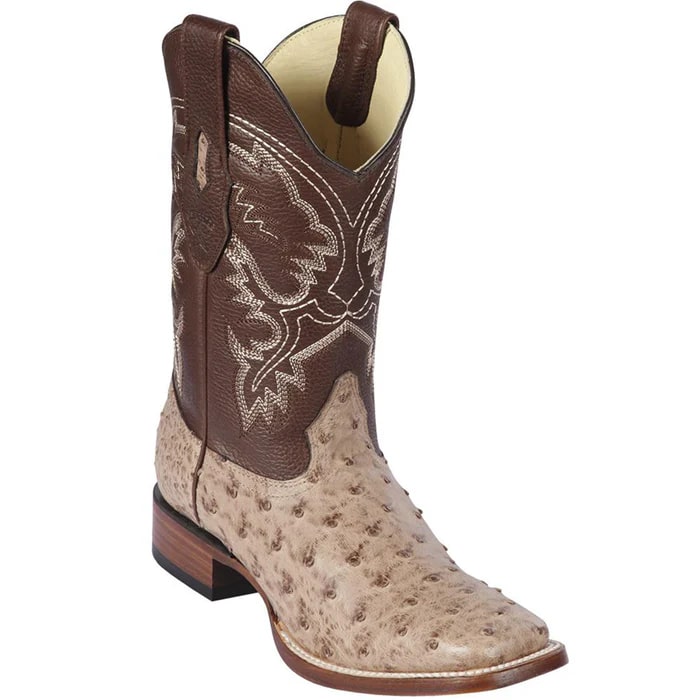 Men's Moka Ostrich Square Toe Cowboy Boots - Los Altos Dress Western Boots