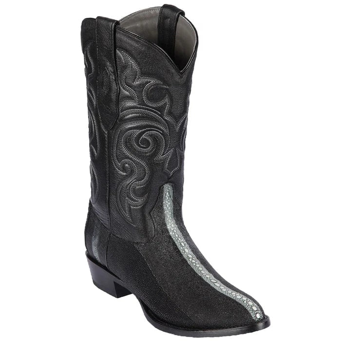 Men's Black Stingray Cowboy Boots: Genuine Leather Western Dress Boots by Los Altos