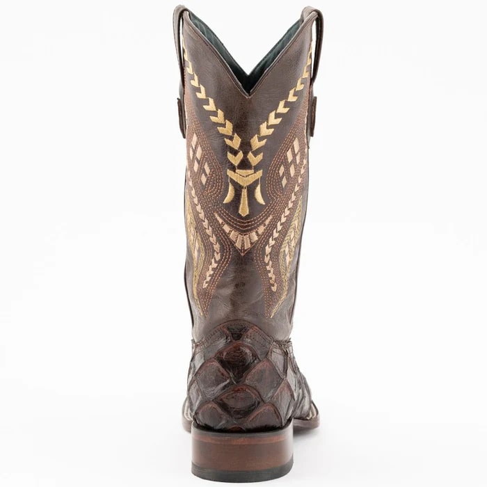 Men's Chocolate Brown Ferrini Bronco Cowboy Boots: Handcrafted Pirarucu Fish Leather