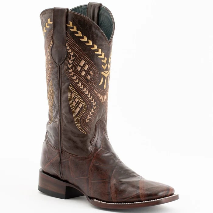 Men's Ferrini Jesse Chocolate Print Alligator Cowboy Boots - Handcrafted Western Dress Boots