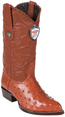 Wild West Cognac Full Quill Ostrich Cowboy Boots - Botas De Avestruz