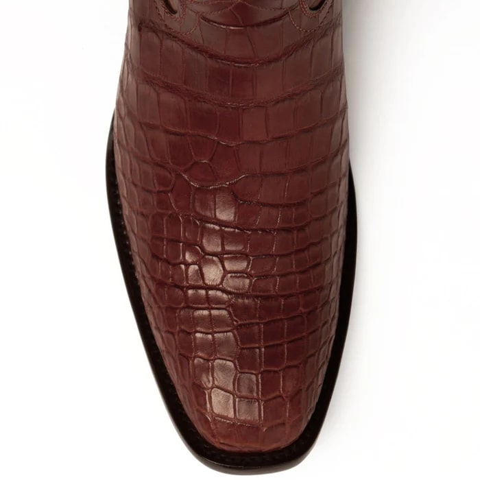 Men's Cognac Alligator Belly Cowboy Boots - Ferrini Stallion Handcrafted Narrow Square Toe Western Dress Boots