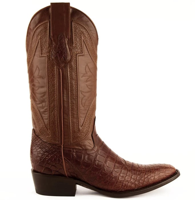 Men's Cognac Alligator Belly Cowboy Boots - Ferrini Stallion Handcrafted Narrow Square Toe Western Dress Boots