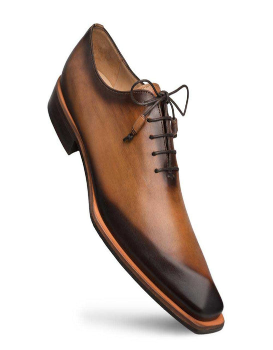 Mezlan Shoes Made in Spain - Mezlan Cognac Asymmetric Plain Toe Oxford