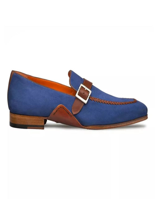 Mezlan Shoes Made in Spain - Mezlan  Men's Navy/Cognac Nubuck & Calfskin Loafer