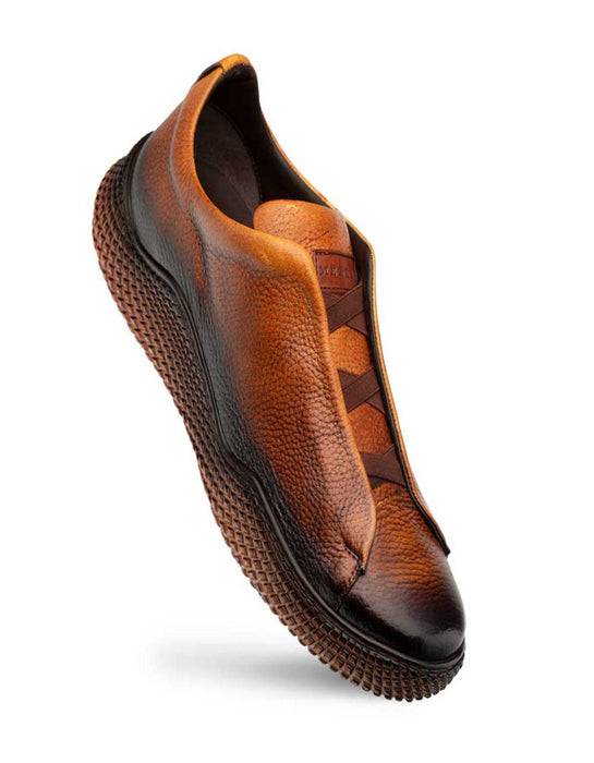 Mezlan Shoes Made in Spain - Mezlan Men's Cognac Calcio Deer Skin Slip On Sneakers