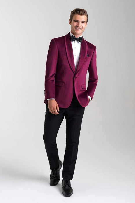 Velvet Blazer - Mens Blazer - Dinner Jacket - Venice Cranberry Velvet Dinner Jacket Separates