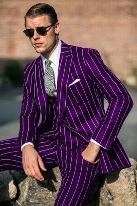 Dark Purple Pinstripe Suit - Gangster Suit - 1920's Suit