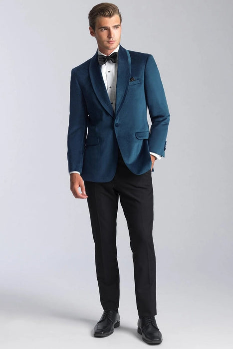 Velvet Blazer - Mens Blazer - Dinner Jacket - Venice Deep Aqua Velvet Dinner Jacket Separates