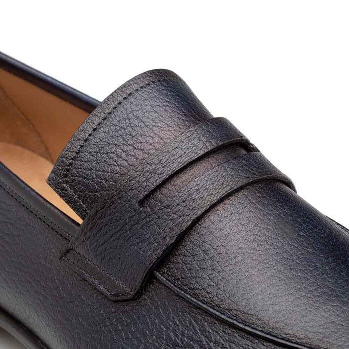 Men's Deerskin Blue Penny Loafer By Mezlan Made In Spain Brand