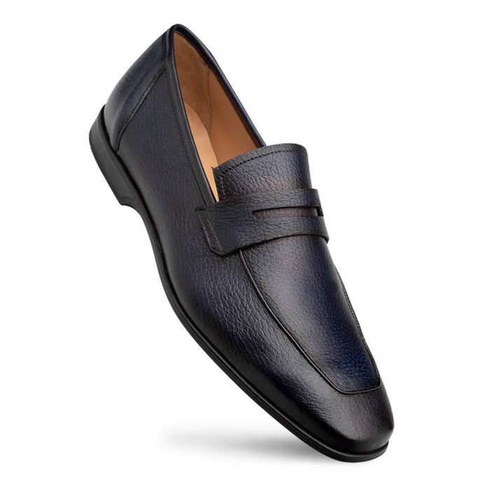 Men's Deerskin Blue Penny Loafer By Mezlan Made In Spain Brand
