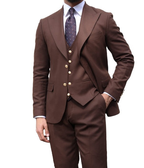 Elegant Men's Chocolate Dark Brown 3 ~ Three Piece Cheap Priced Business Suits Clearance Sale Available in 2 or 3 Buttons Style Regular - mensusa