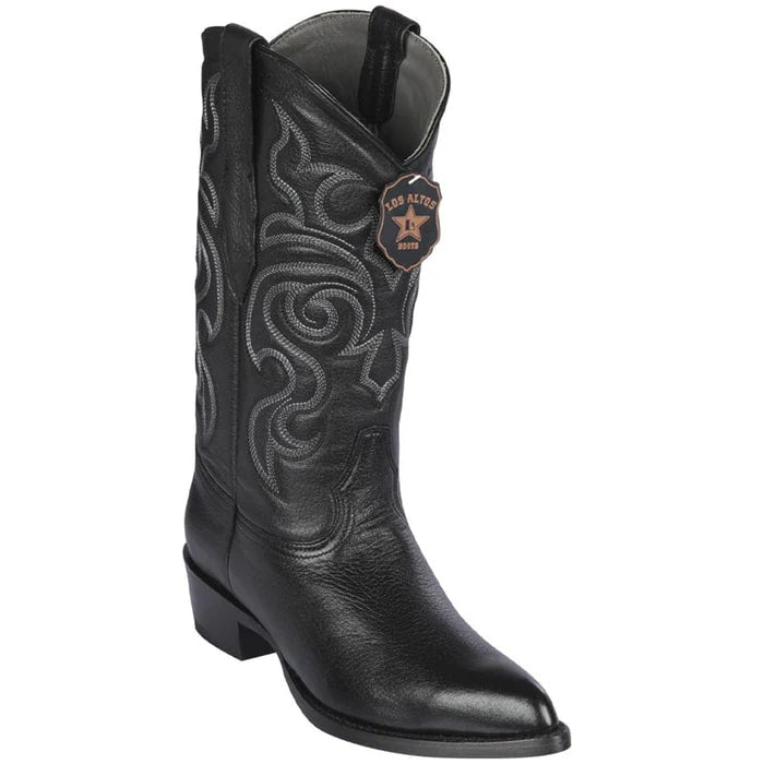 Men's Black Elk Leather J Toe Cowboy Boots - Los Altos Western Dress Boots