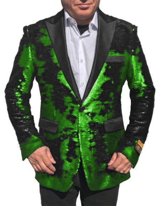 Mardi Gras Outfit - Mardi Gras Blazer For Men in Color Emerald Green in Sequin Fabric