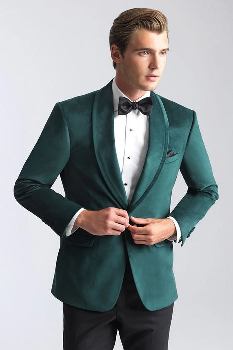 Velvet Blazer - Mens Blazer - Dinner Jacket - Venice Emerald Green Velvet Dinner Jacket Separates