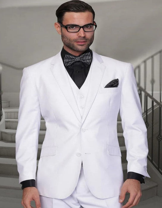 Big and Tall Suit - 3 PC White Extra Long Modern Fit Suit