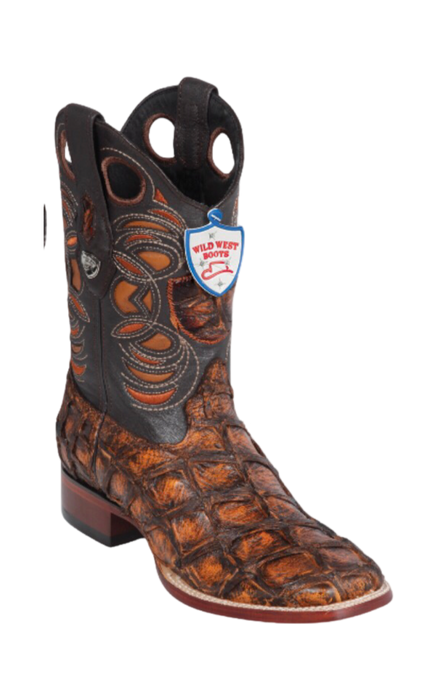 Bota de Pirarucu Original Horma Punta Cuadrada Wild West