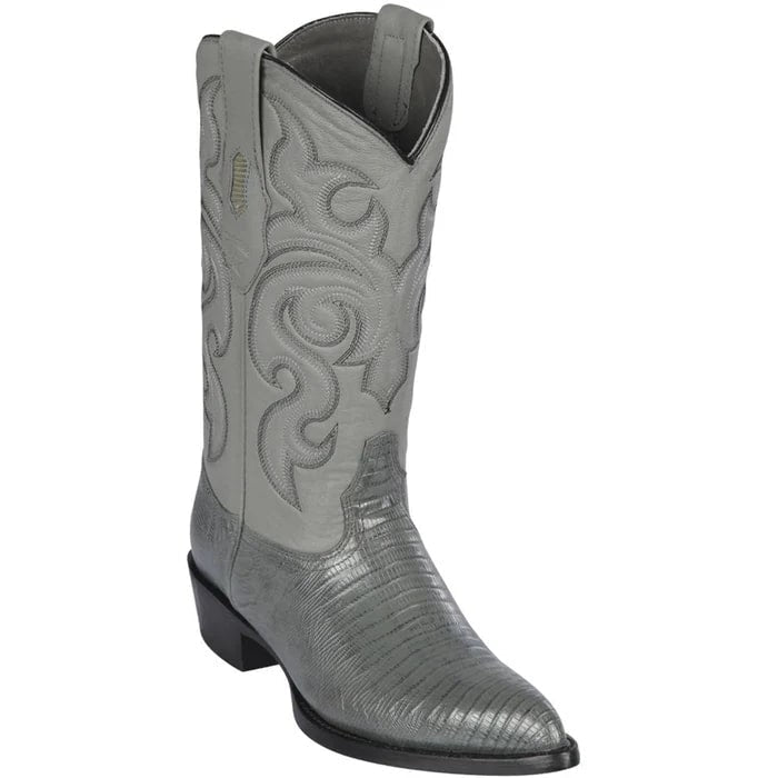 Men's Grey Teju Lizard Cowboy Boots: Genuine Leather Western Dress Boots by Los Altos