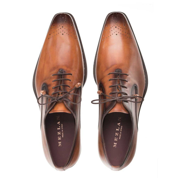 Mezlan Shoes Made in Spain - Mezlan Gavino Cognac Calfskin Leather Mens Oxford