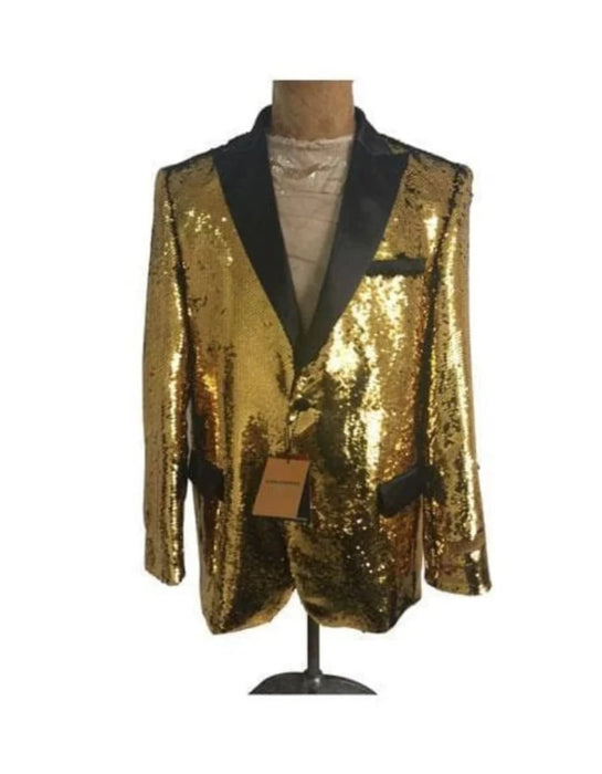 Christmas Blazer - New Year Holiday Tuxedo Dinner Jacket - Sequin Single Breasted Fabric Shiny Perfect For Party