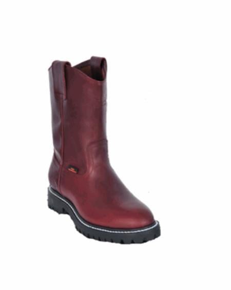 Grasso Nappa Los Altos Boots Men's Work Boot ~ Botines Para Hombre ~Full Lug Sole Burgundy ~ Wine Color ~ Maroon mensusa