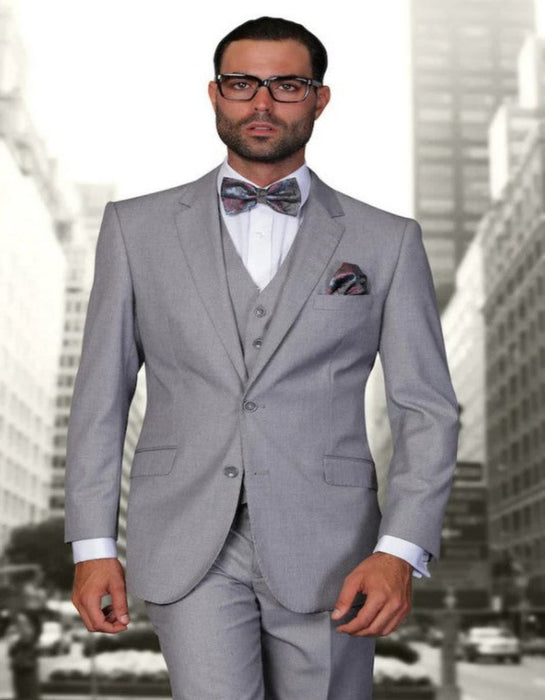 Big and Tall Suit - 3 PC Gray Extra Long Modern Fit Suit