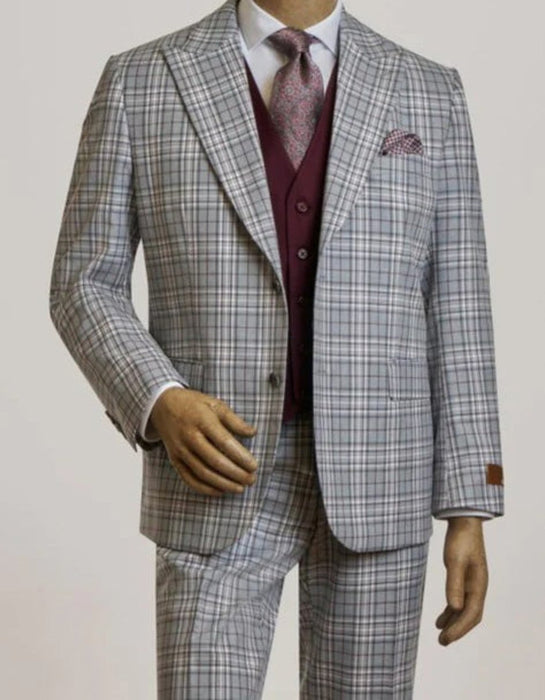 Steve Harvey Suits - Gray Suit - Designer Brand Two Button Suit No Pleated Pants Modern Fit