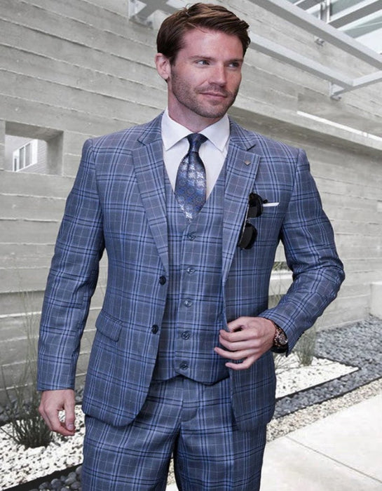 Big and Tall Suit - Grey Plaid Big and Tall 3 PC Suit