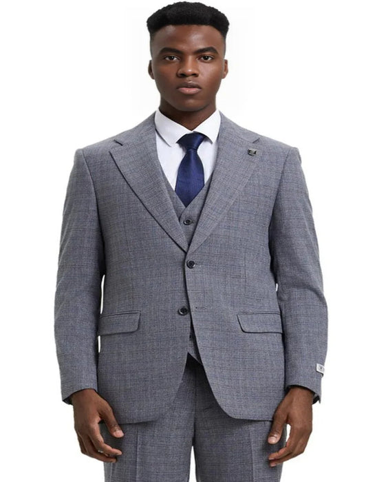 Men's Stacy Adams Modern Fit Vested Light Grey Suit