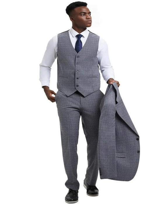 Men's Stacy Adams Modern Fit Vested Light Grey Suit