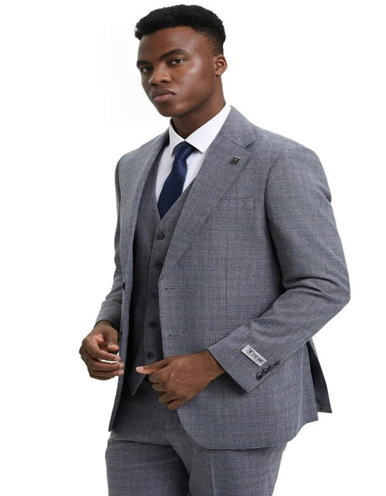 Men's Stacy Adams Modern Fit Vested Light Grey Suit