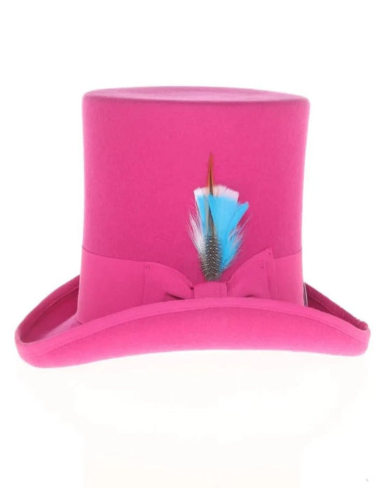 Victorian Steampunk Top Hat - 1800 19th Century - Dressy Loden Felt Top Pink Hat