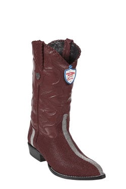 Wild West J-Toe Burgundy ~ Maroon ~ Wine Color Rowstone Finish Boots