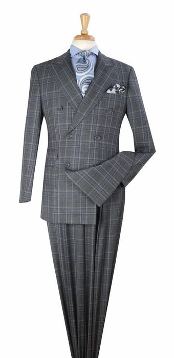 Apollo King Men's Outlet 3 Piece 100% Wool Suit Fashion Windowpane