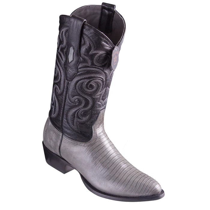 Men's Grey Lizard Teju Cowboy Boots: Genuine Leather Western Dress Boots by Los Altos