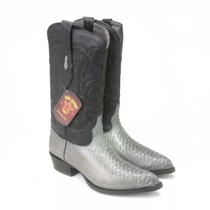 Genuine Python J-Toe Cowboy Boots - Los Altos Grey Western Boots