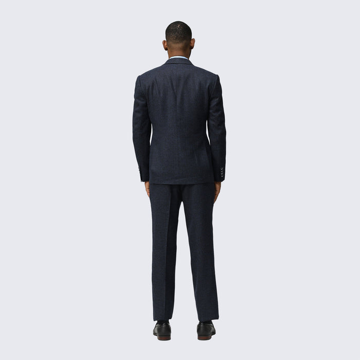 Navy Blue Tweed Suit Three Piece Set - Wedding - Prom