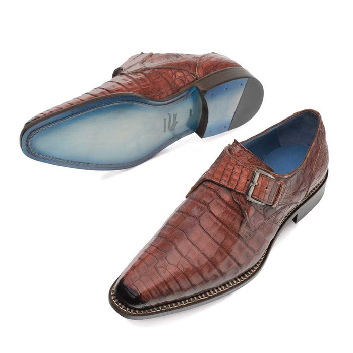 Mezlan Shoes Made in Spain - Mezlan Magnus Sport Genuine Crocodile Monk Strap Mens Slip On