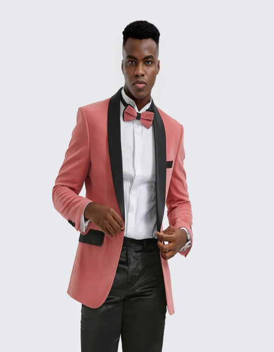 Mauve Velvet Tuxedo Jacket Slim Fit with Shawl Lapel - Wedding - Prom