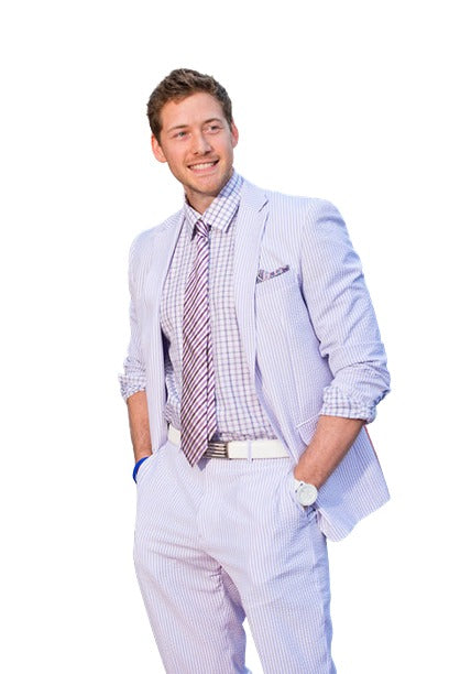 Men's Purple Lavender Summer Seersucker Sear sucker suit Jacket & Blazer blazer Notch Collar no pants