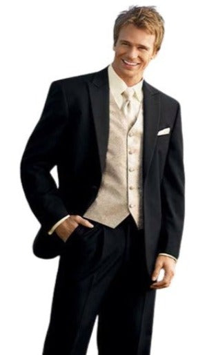 Men's Color- Solid True Black 2 Button Notch Tuxedo mensusa