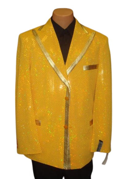 Men's Yellow-Gold Shiny Flashy Metallic Tuxedo Suit Peak Lapel mensusa