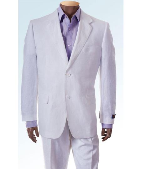 2 Button Men's Jacket White Linen Suit - Mens Linen Suit