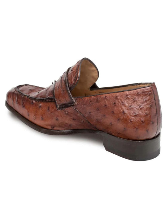 Mezlan Shoes Made in Spain - Mezlan Lisbon Brandy Genuine Ostrich Men Classic Slip On