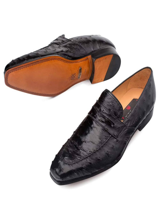 Mezlan Shoes Made in Spain - Mezlan Lisbon Brandy Genuine Ostrich Men Classic Slip On