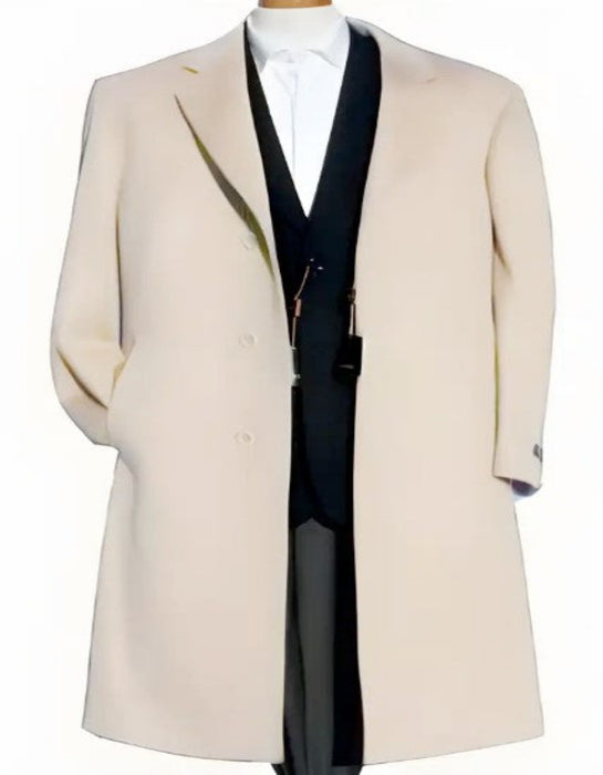 Mens Cream Overcoat - Off White Topcoat - Ivory Mens Long Wool Winter Coat - Full Length