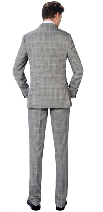 Walnut Plaid Mens 2-Piece Classic Fit Dual Side Vent Double Breasted Peak Lapel Plaid Suit